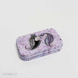 Wholesale fine girl pattern rectangle tinplate can storage box