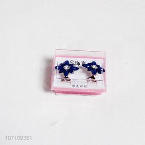 Custom Women Fashion Jewelry Blue Rhinestone Alloy Ear Stud