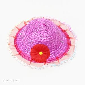 Promotional cheap girls paper straw hat summer sun hat for kids