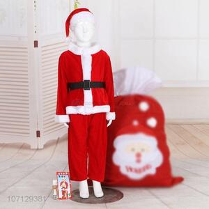 Hot Selling Velvet Santa Claus Costume For Boys