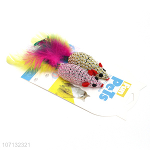 Hot Selling Interactive Cat Toy  Simulation Mouse Feather Pet Cat Toy