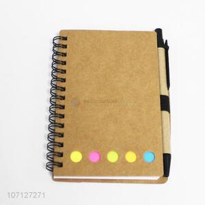 Popular design school supplies spiral notebook with pen & sticky notes