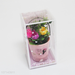Popular design room decoration mini artificial flower simulation flower with iron bucket