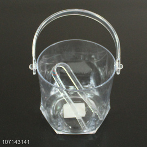 Wholesale bar tools mini transparent plastic ice bucket with ice tong