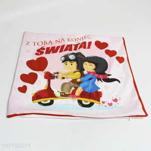 Promotional cute cartoon couple printed polyester bolster case pillow case