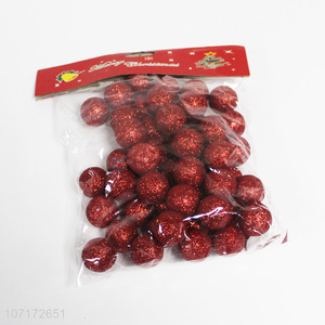 Best selling Christmas decoration hanging red glitter Christmas balls