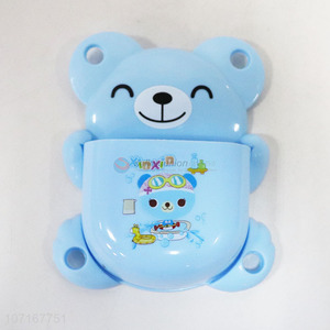 Wholesale cartoon animal bear shaped wall mounted toothbrush holder for kids