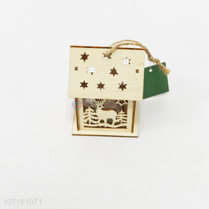 Best sale Christmas decoration craft mini wooden house christmas tree pendant
