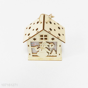 Factory Price Christmas Home Decoration Wooden House Christmas Pendant