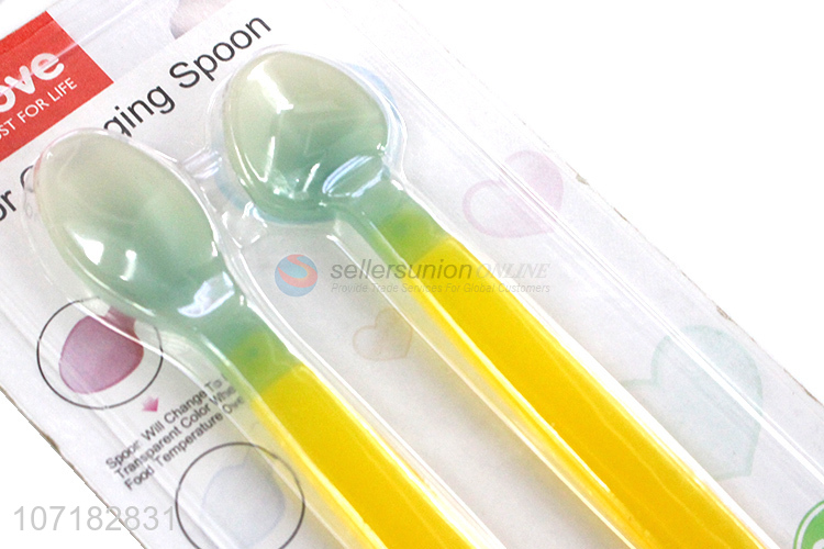 New Product Colorful Silicone Baby Training Spoon Newborn Baby Spoon