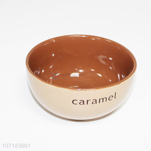 New arrival creative roudn caramel ceramic bowl porcelain serving bowl