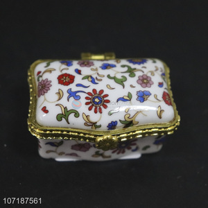 New product flowers printing ceramic jewelry box for decor