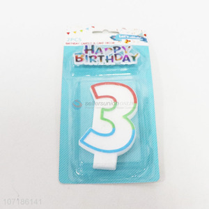 New Design Rainbow Colorful Outline Number 3 Birthday Candle