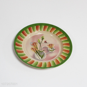 OEM flower printed round melamine dinner plate with low price
