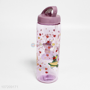 Wholesale cute cartoon pattern plastic water bottle with straw