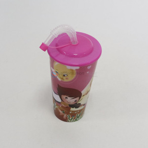 Wholesale reusable drinking cups plastic cup with straw and lids