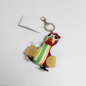 Factory price stuffed rooster key chain cloth key rings