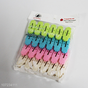 Creative design 24 pieces plastic clothes pegs laundry accessories