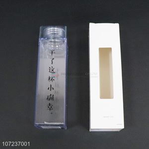 Creative Portable Hand Cups Durable Sports Transparent Square Plastic Water Bottle