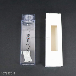 Wholesale Outdoor Simple Square Transparent  Plastic Water Bottle