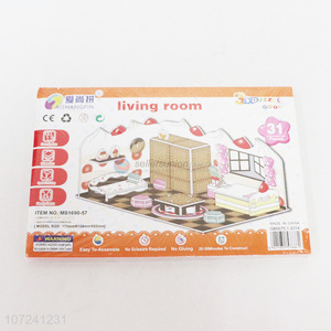 Hot products intelligent 3D living room puzzle children DIY toy