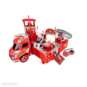 Latest style container truck parking lot model toys rescue truck toy