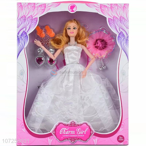 Competitive price 11.5inch 12joints 3D eyeball wedding dress doll set girls toy