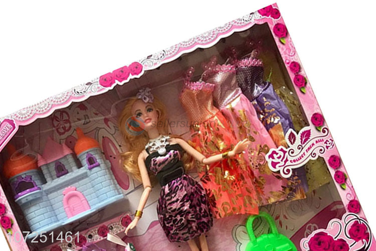 Fashion Design Beauty Girls Doll With Dresses Set