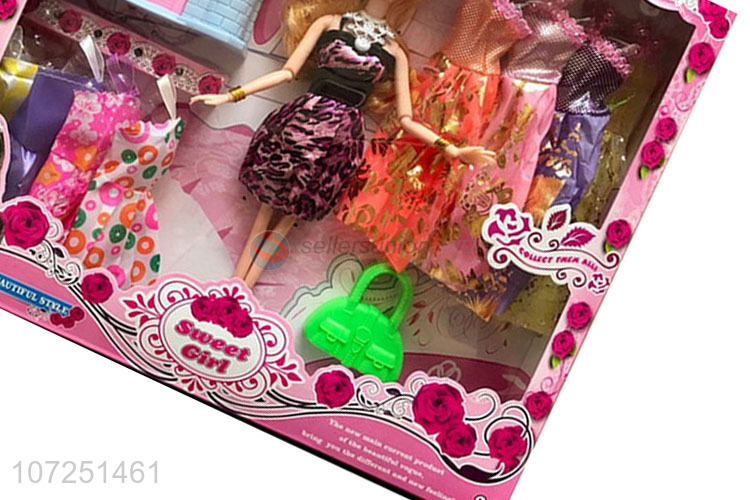 Fashion Design Beauty Girls Doll With Dresses Set