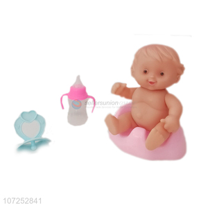 Premium Quality Vinyl Baby Doll Toy With Feeder Bottle And Toilet