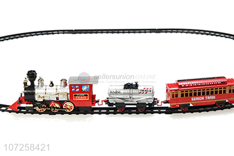 Good market battery operated plastic train railway set slot toys