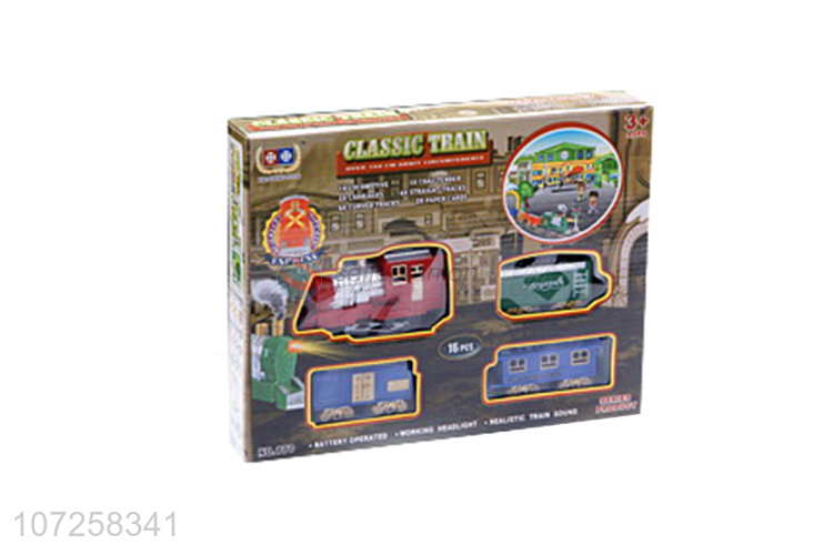 Customized cheap battery operated smoke train toy set for toddlers