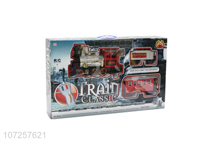 Wholesale cheap battery operated smoke train toy set for toddlers