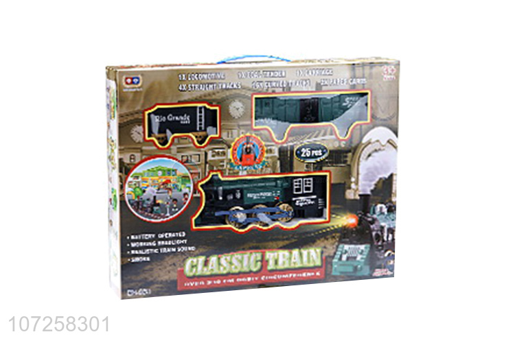 Competitive price battery operated plastic train railway set slot toys