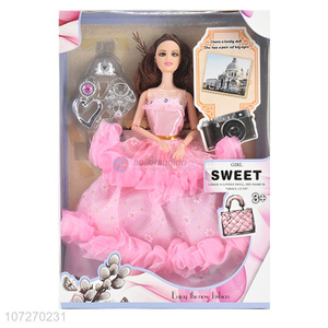 Bottom price 11.5 inch solid body princess doll wedding dress doll with earrings
