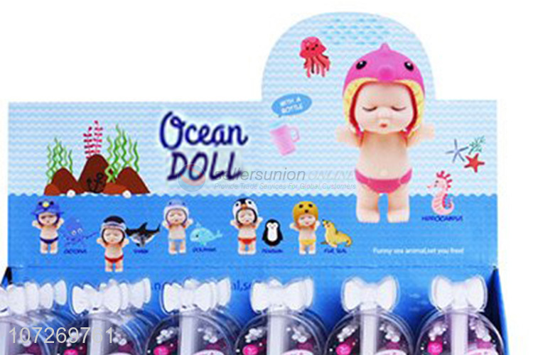 Good market cute vinyl toys 3.5 inch sleeping baby doll with cap