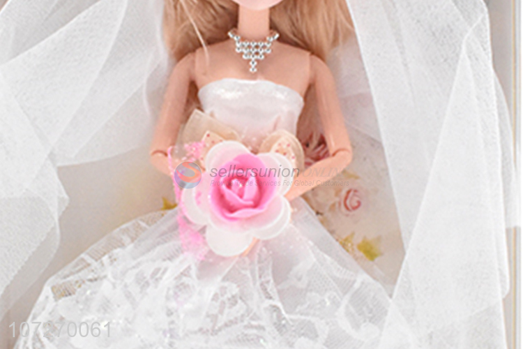 New style 11.5 inch solid body girl doll wedding dress doll with bowknot