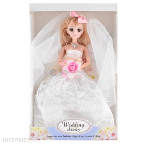 New style 11.5 inch solid body girl doll wedding dress doll with bowknot
