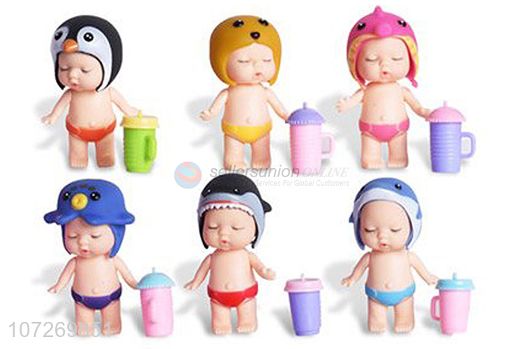 China manufacturer 3.5 inch vinyl sleeping baby doll drinking and peeing infant doll