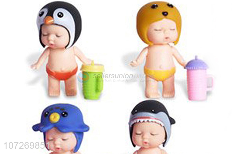 China manufacturer 3.5 inch vinyl sleeping baby doll drinking and peeing infant doll