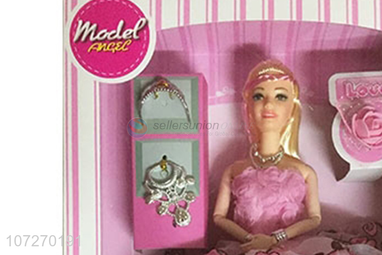 Top supplier 11.5 inch solid body princess doll wedding dress doll with necklace and crown