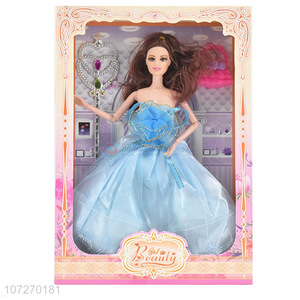 Factory price 11.5 inch solid body girl doll wedding dress doll with magic wand and handbag