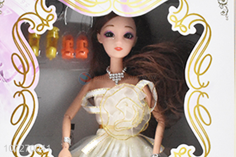 Factory direct sale 11.5 inch solid body girl doll wedding dress doll with accessories