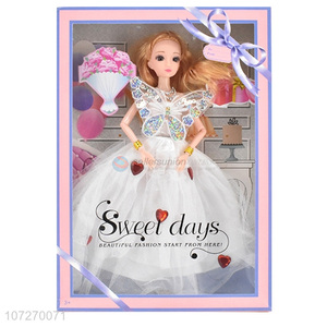Wholesale price 11.5 inch solid body princess doll beautiful wedding dress doll
