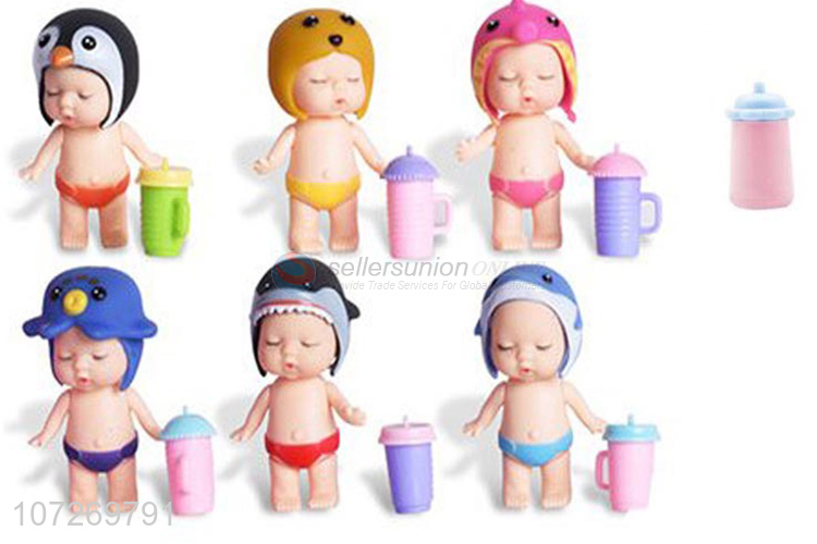 Suitable price can drink water and pee 3.5 inch vinyl sleeping baby doll