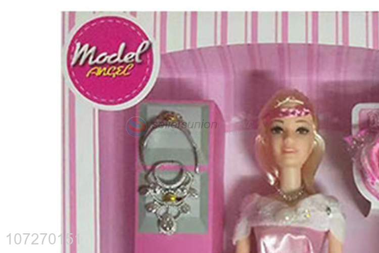 Wholesale custom 11.5 inch solid body princess doll wedding dress doll with necklace