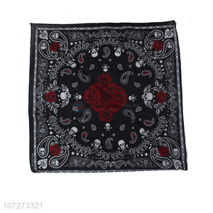 China supplier fashion skull printed face shield cotton square bandana