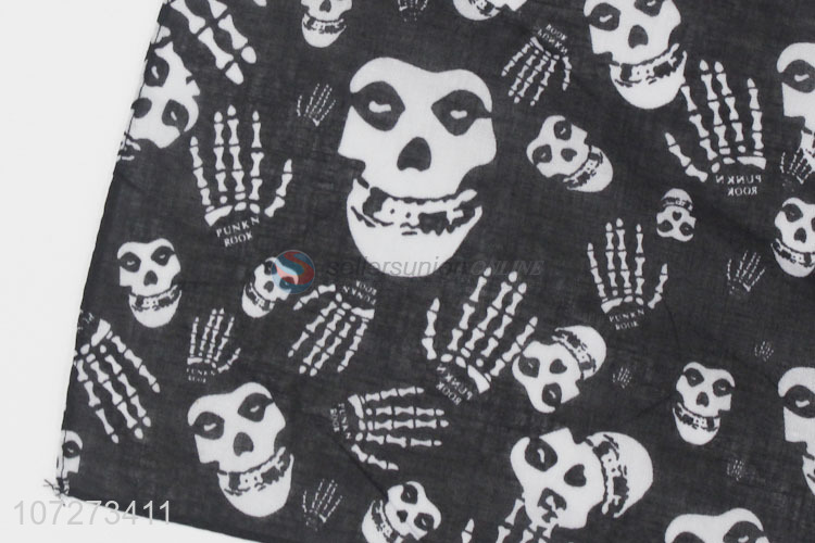 New design popular 100% cotton bandanas skull printed square necklace