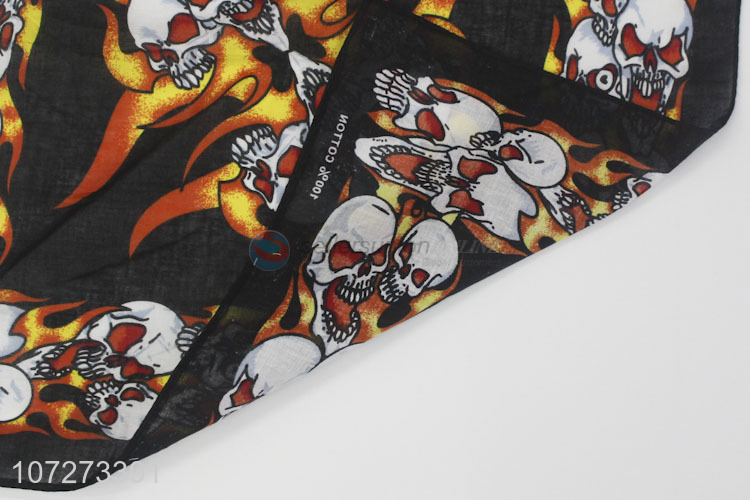 Unique design 55*55cm skull printed cotton bandana fashion headwear