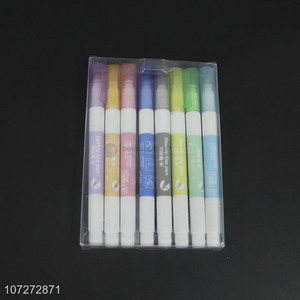 Hot selling 8 colors glitter fluorescent marker double line contour pen